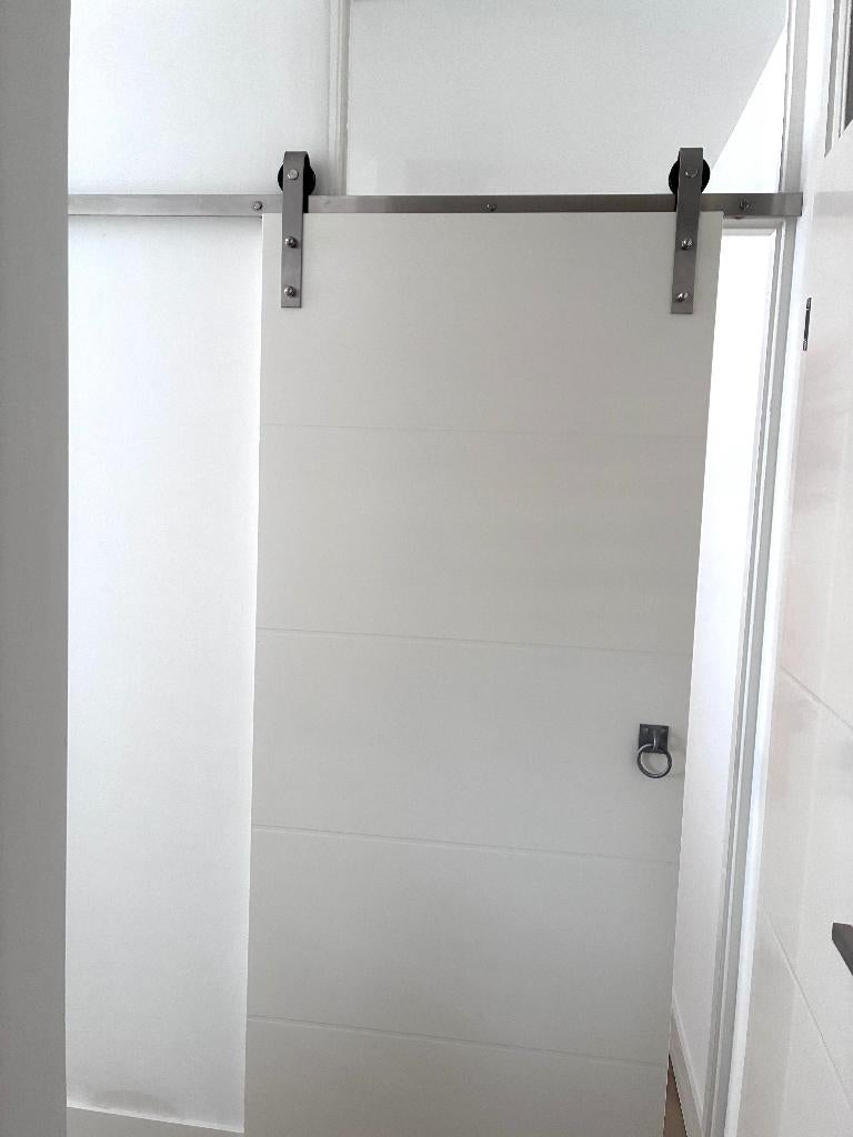 Schuifdeursysteem RVS incl deur, Doe-het-zelf en Verbouw, Hang- en Sluitwerk, Ophalen, Zo goed als nieuw, Rvs, Schuif of Grendel