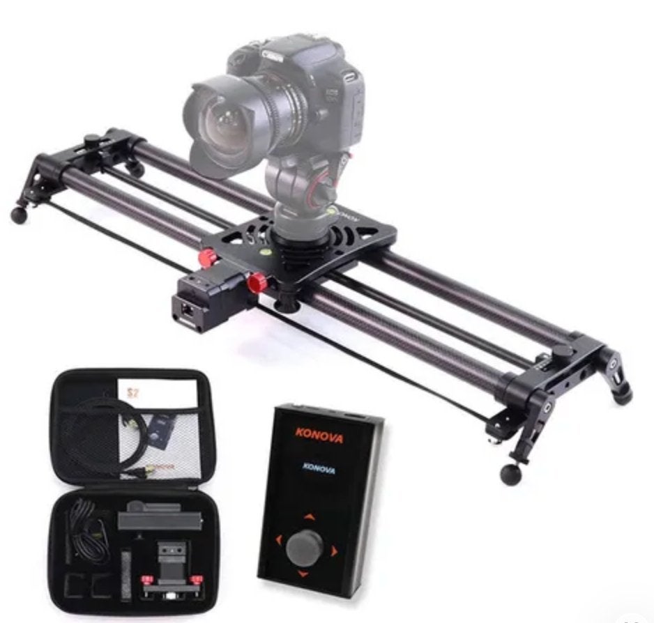 Camera slide - KONOVA P1 120 + MANFROTTO Video head MVH500AH, Nieuw, Ophalen of Verzenden, Met balhoofd, 125 cm of minder