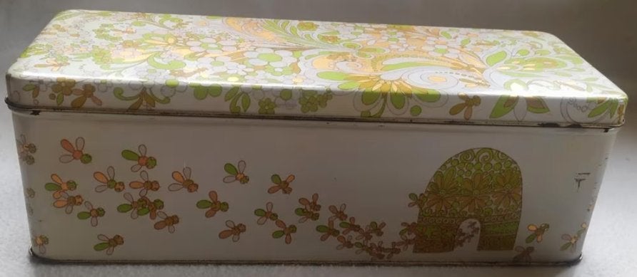 Vintage ontbijtkoekblik Verkade met bijendecoratie, Verzamelen, Blikken, Ophalen of Verzenden, Gebruikt, Koek(jes), Verkade
