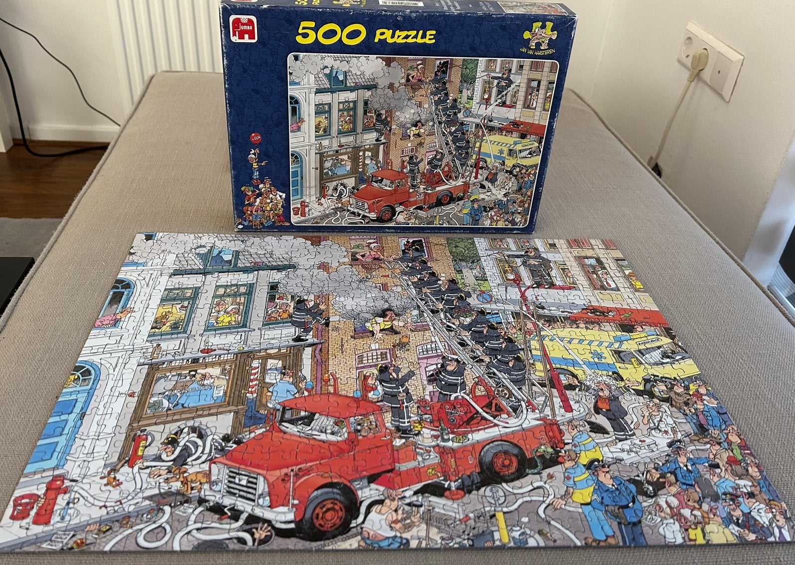 Jan van Haasteren 500 stukjes - Brandweer actie, Hobby en Vrije tijd, Denksport en Puzzels, Ophalen, 500 t/m 1500 stukjes, Gebruikt