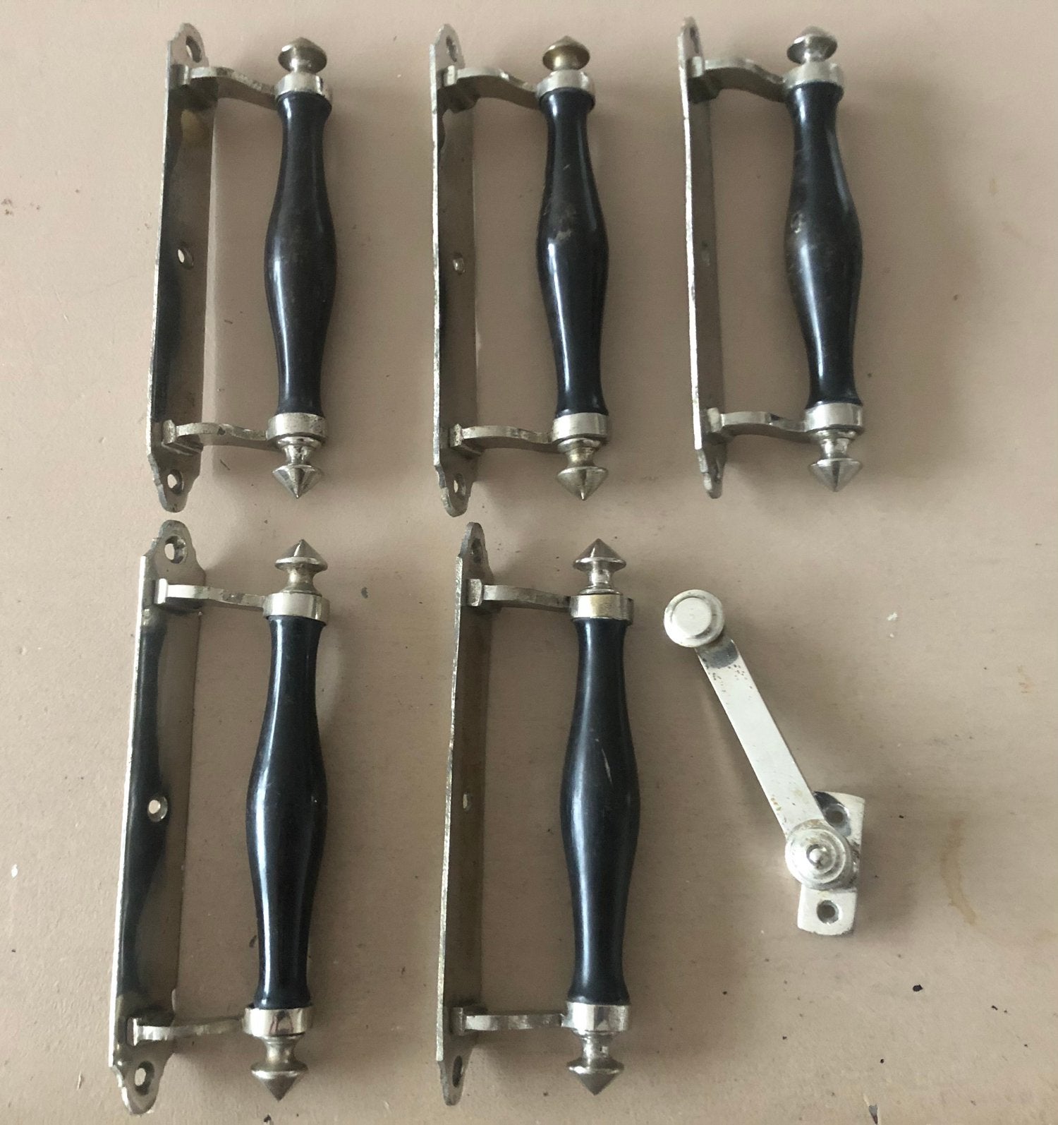 5 deurgrepen inclusief sluiting jaren 20 deurbeslag, Antiek en Kunst, Ophalen of Verzenden