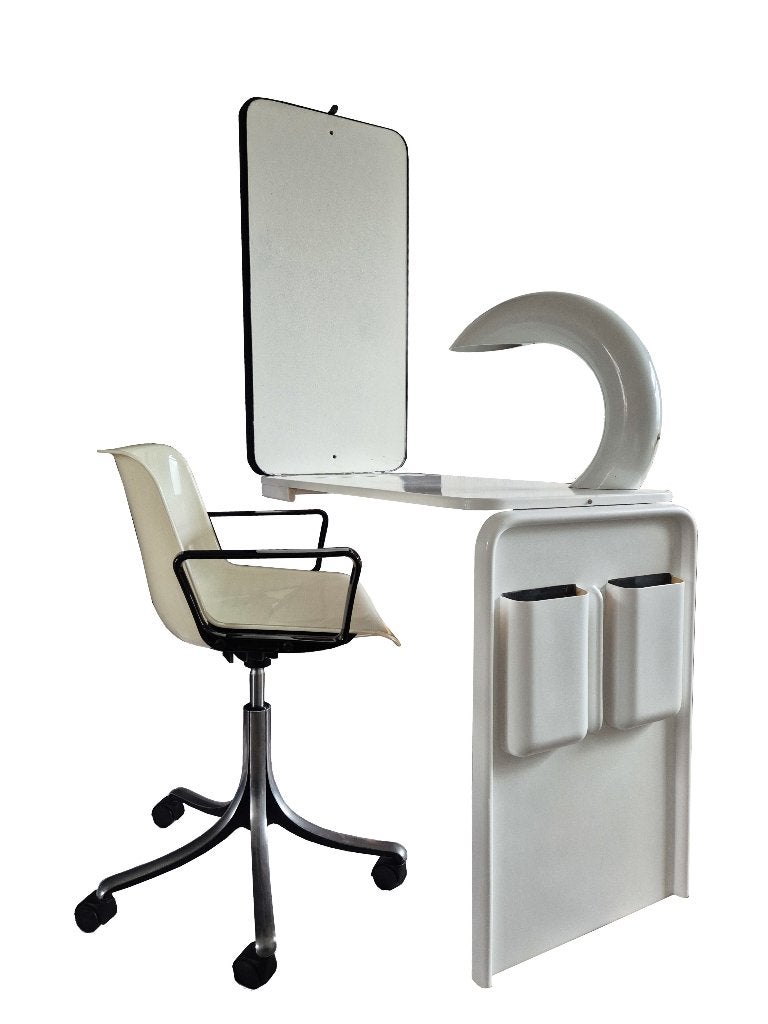 Fantastisch vintage Italiaans design space age uitklapbureau, Ophalen, Gebruikt, Wit, Overige materialen