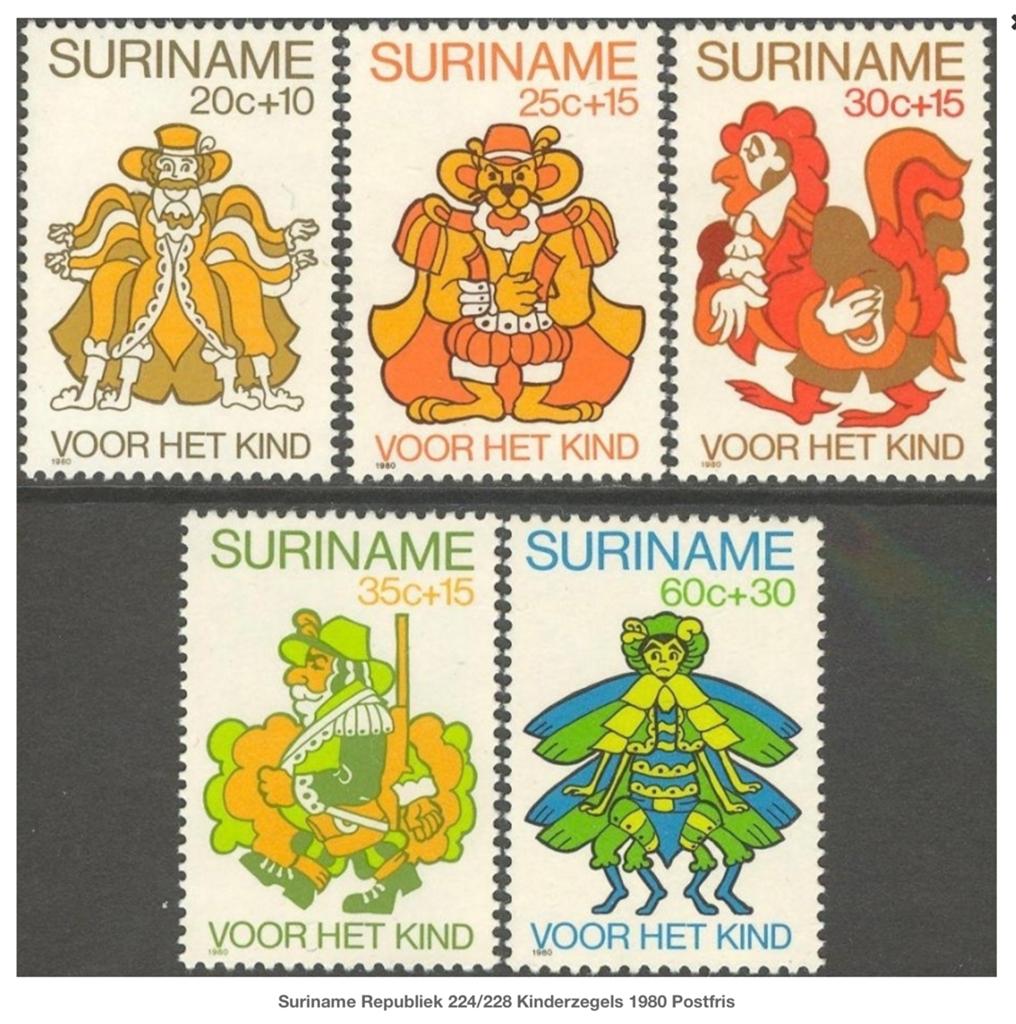 Suriname Republiek 224/228 Kinderzegels postfris, Postzegels en Munten, Postzegels | Suriname, Ophalen of Verzenden, Postfris