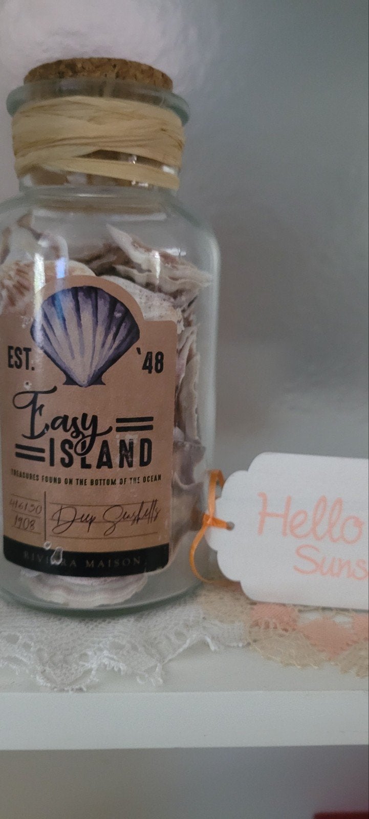 Riviera Maison Easy Island pot met schelpen, Meerkleurig, Ophalen of Verzenden, Glas, Landelijk