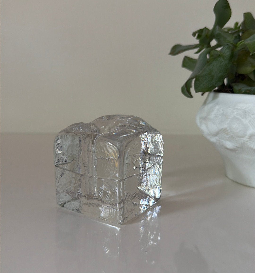 Ice block solifleur vaasje, Antiek en Kunst, Antiek | Glas en Kristal, Ophalen of Verzenden