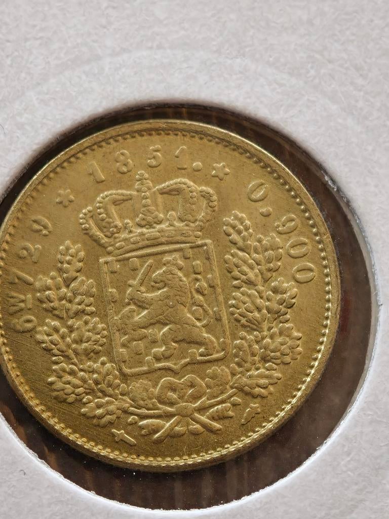 Replica negotiepenning Koning Willem III 1851, Koning Willem III, Losse munt, 10 gulden, Goud