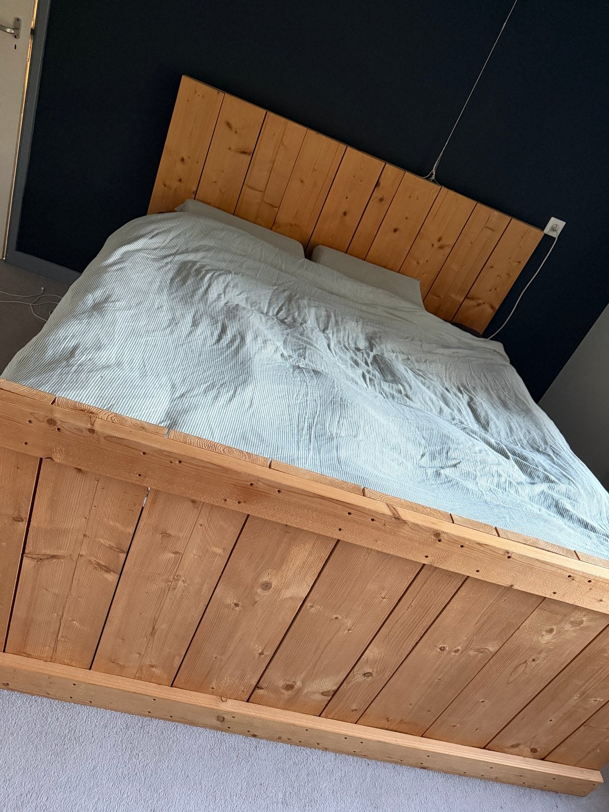 Tweepersoonsbed 180x200 met nieuw matras, Ophalen, 180 cm, 200 cm, Hout