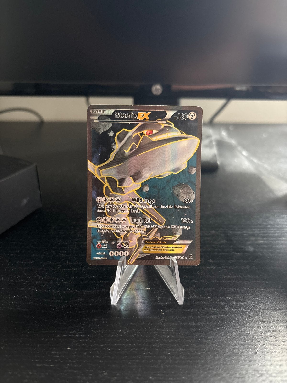 Pokémon Kaart Steelix EX Full Art Steam Siege, Ophalen of Verzenden, Zo goed als nieuw, Losse kaart, Foil