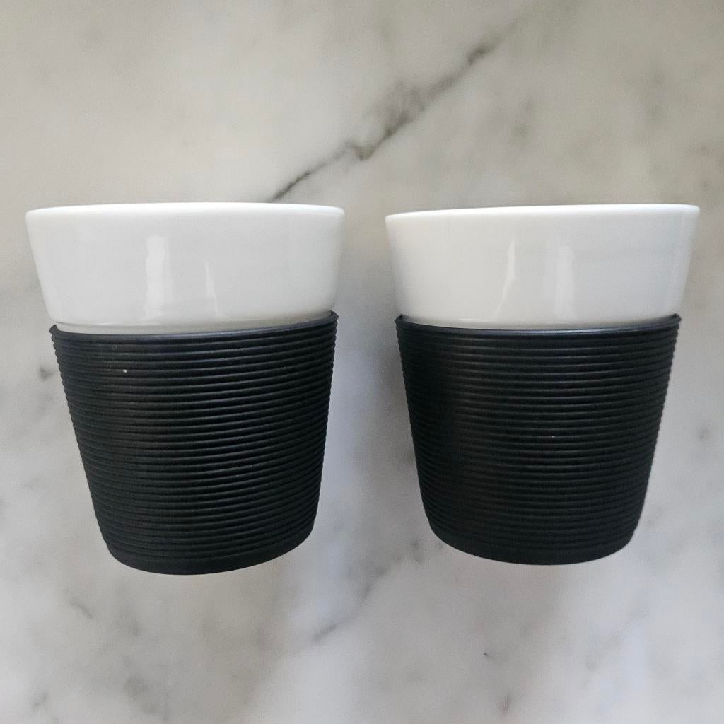 Bodum Bistro Koffiekopjes Set - Zwart/Wit Aardewerk, Huis en Inrichting, Keuken | Servies, Ophalen of Verzenden, Zo goed als nieuw