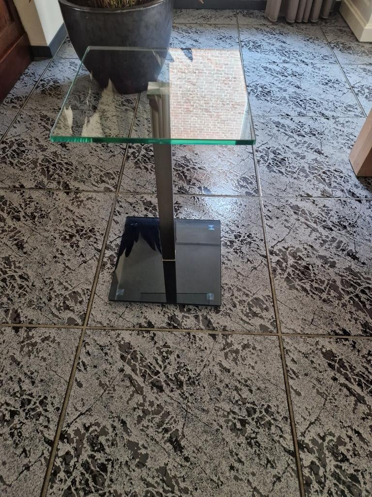 Glazen bijzettafel, planten tafel, Vierkant, Ophalen, 45 tot 60 cm, Glas