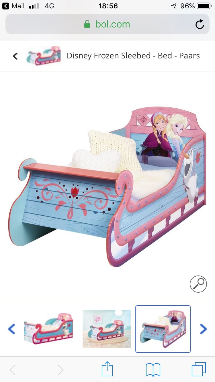 Disney Frozen Slee Bed - Peuterbed, Ophalen, Gebruikt, 70 tot 85 cm, Lattenbodem