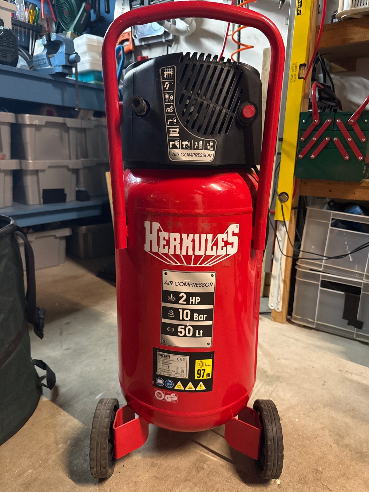 Herkules Compressor 2 PK, 10 Bar, 50 Liter - zgan, Ophalen, 10 bar of meer, Zo goed als nieuw, 25 tot 100 liter
