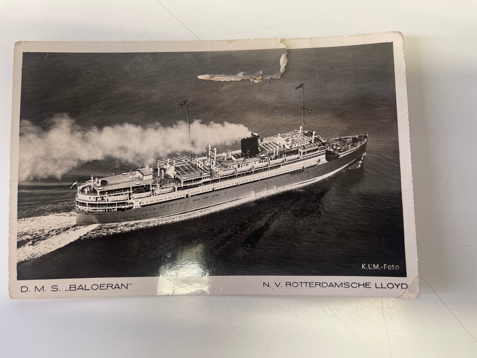 Oude ansichtkaart D.M.S. "BALOERAN" N.V. Rotterdamsche Lloyd, Ophalen of Verzenden, 1920 tot 1940, Ongelopen