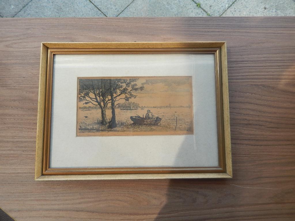 Rotterdam, ingelijste Ets, Antiek en Kunst, Ophalen of Verzenden, Gesigneerd