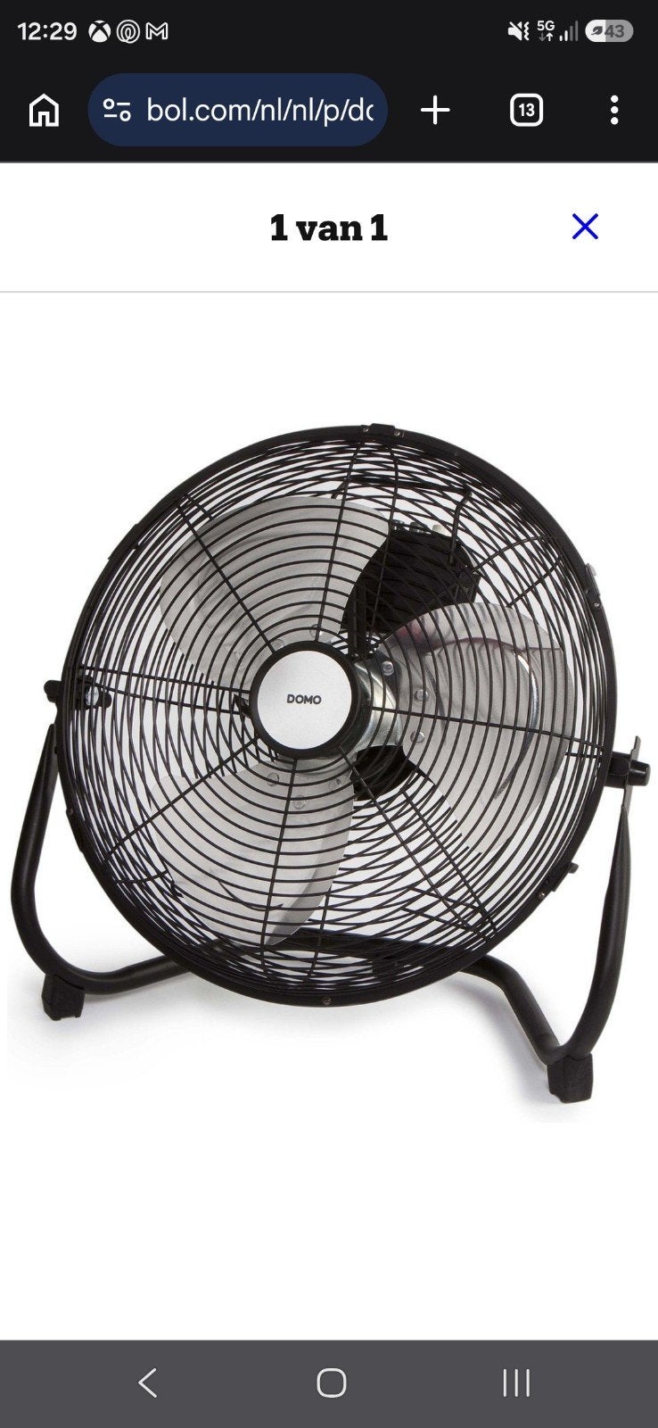 Domo8134 vloerventilator - Nieuw in doos, Ophalen, Nieuw, Vloerventilator