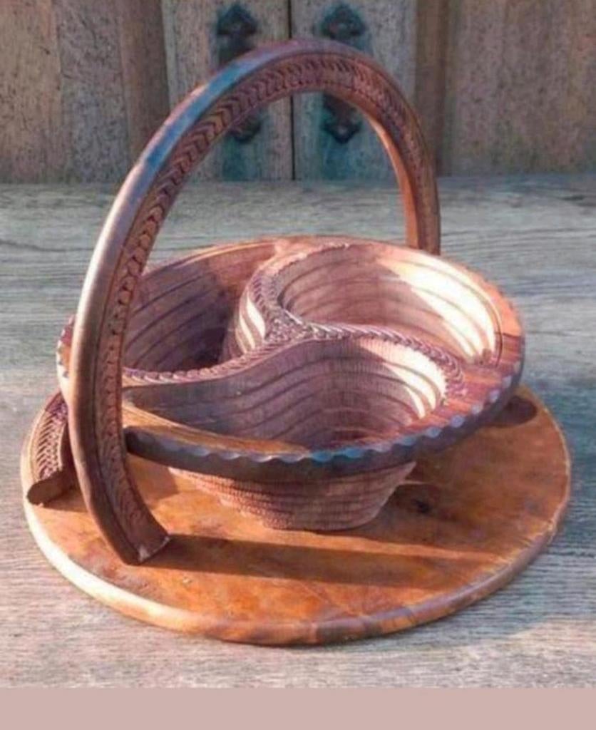 Vintage Houten Schaaltje met Handvat - Opvouwbaar, Antiek en Kunst, Ophalen of Verzenden
