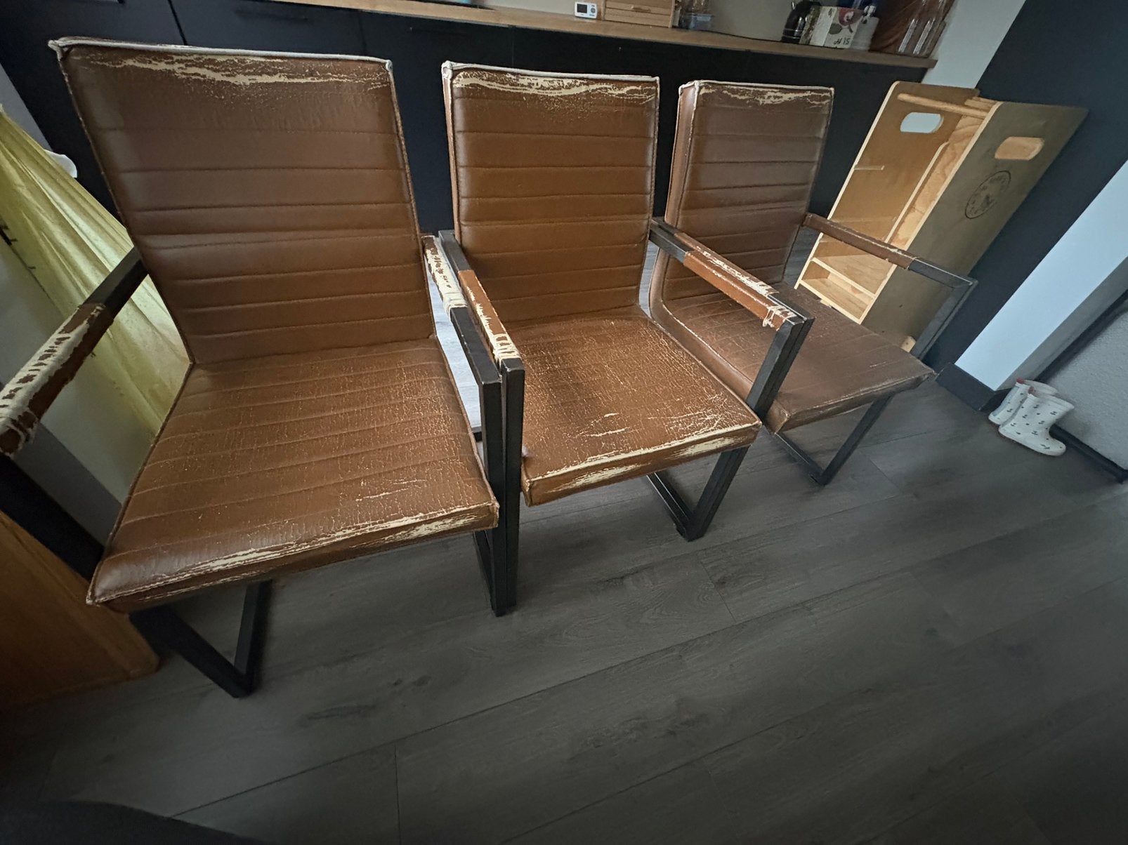 6 eetkamerstoelen t.e.a.b., Ophalen, Gebruikt, Bruin, Vijf, Zes of meer stoelen