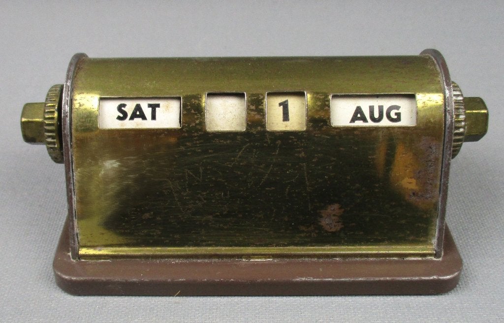 Vintage metalen eeuwigdurende bureaukalender jaren 20, Ophalen of Verzenden