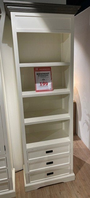 Boekenkast Riverwoods (3 lades), Ophalen, 200 cm of meer, 50 tot 100 cm, 25 tot 50 cm