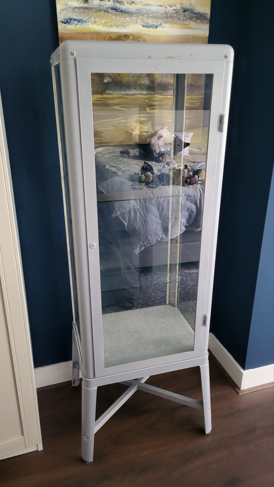 IKEA FABRIKÖR Vitrinekast - Grijs blauw, Ophalen, 50 tot 100 cm, Glas, Modern industrieel