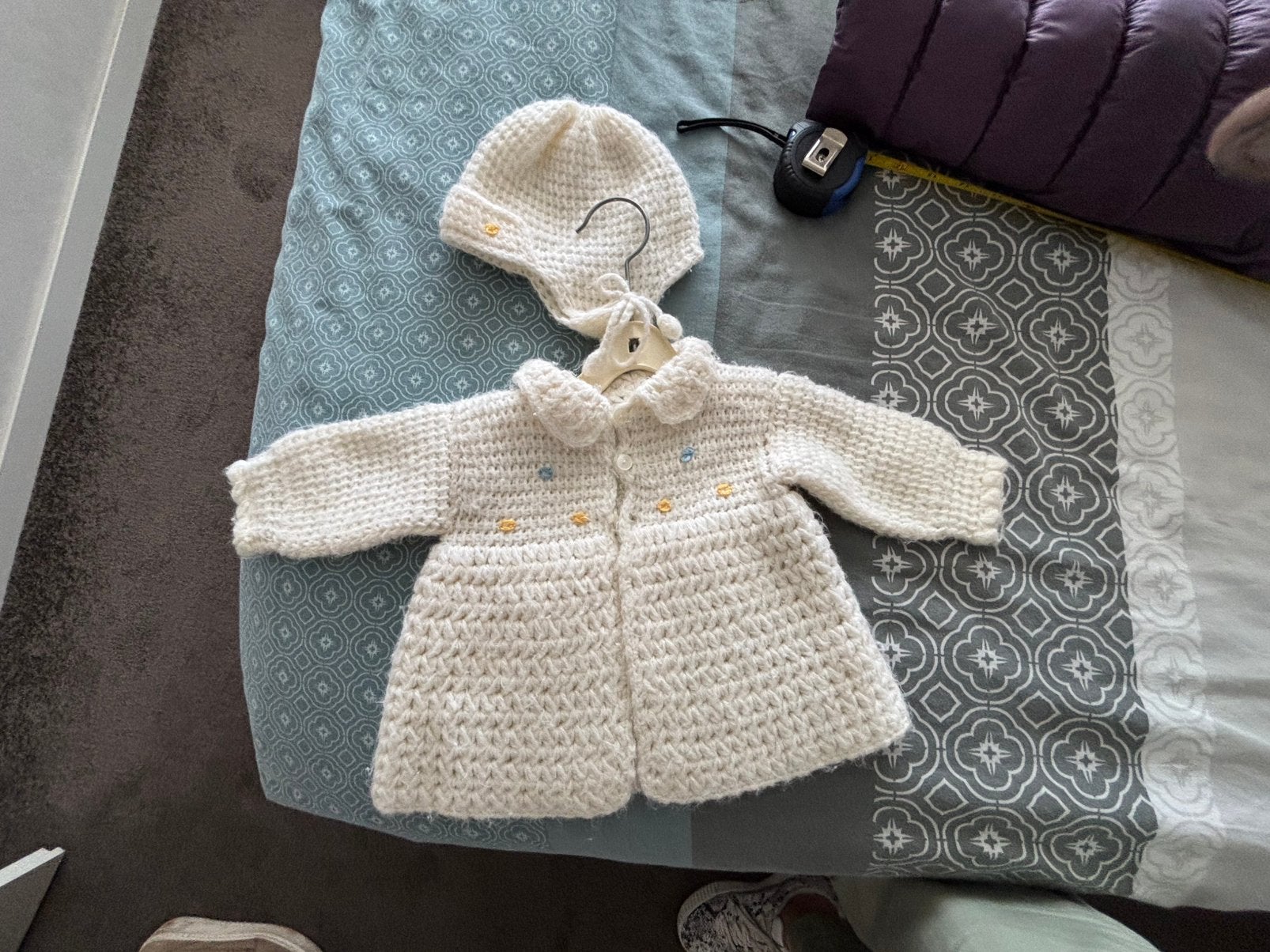 Antiek gebreid baby vestje met mutsje, Kinderen en Baby's, Ophalen of Verzenden