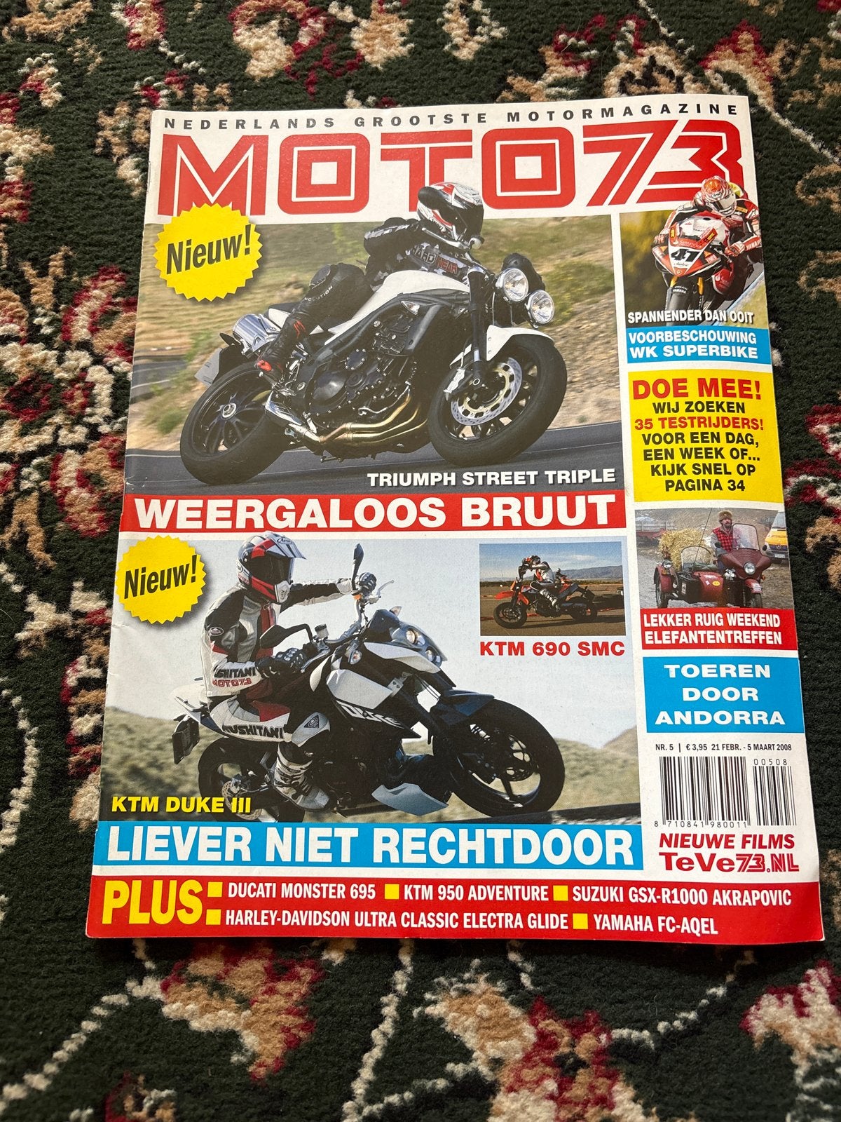 Moto73 Motor Magazine - Nummer 5, 5 maart 2008, Ophalen of Verzenden, Gelezen, Algemeen