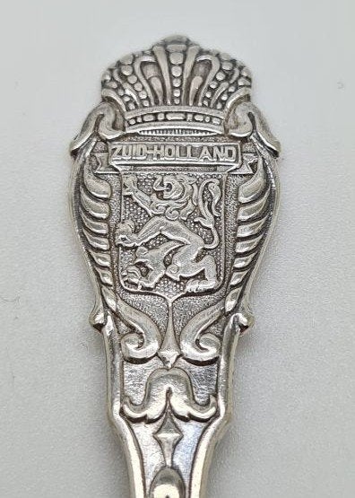 1 Thee Lepeltje Wapen van Zuid-Holland 11.5 cm, Verzenden, Gebruikt, Rvs of Chroom, Theelepel