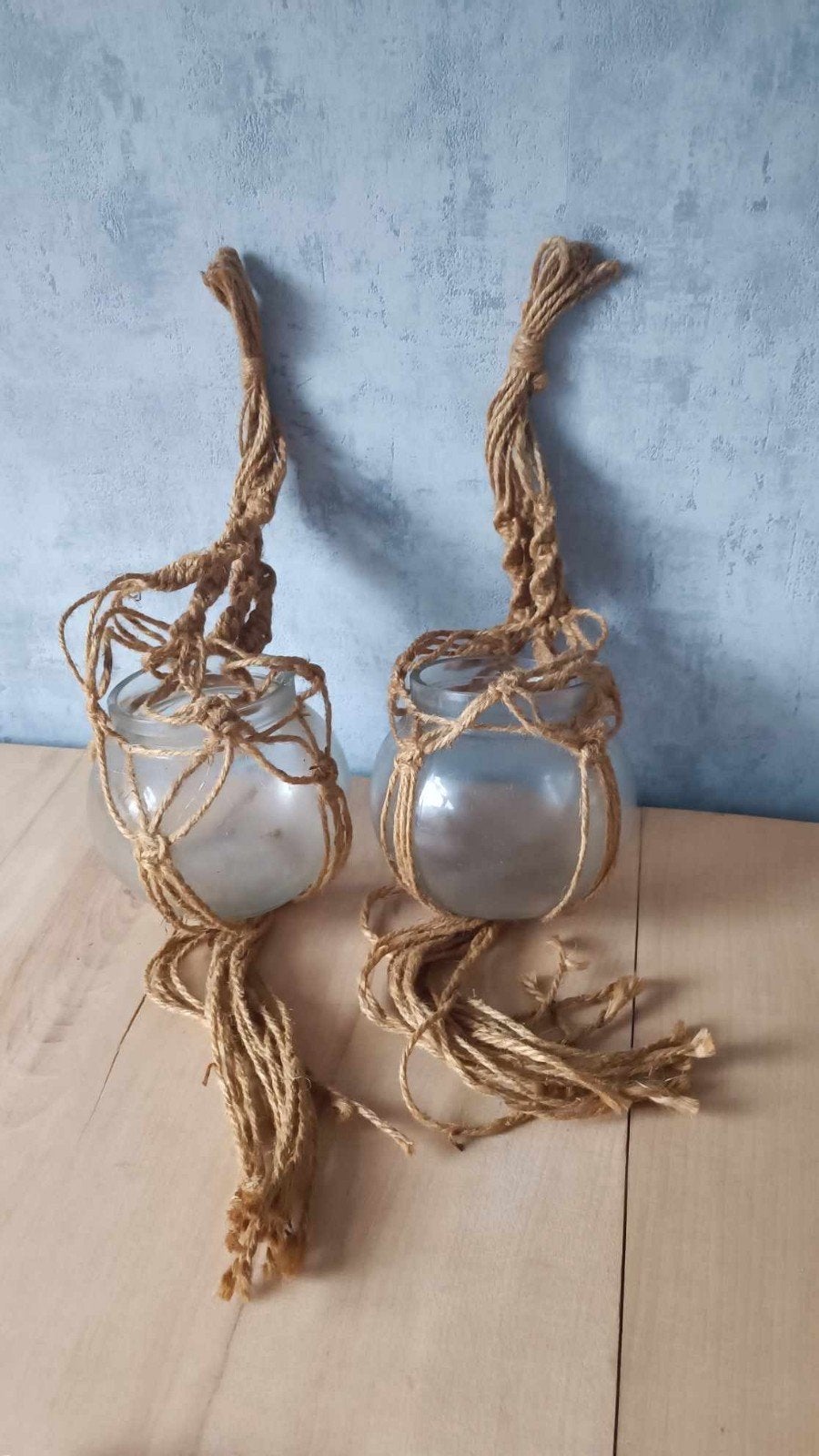2 glazen hang potten, Ophalen