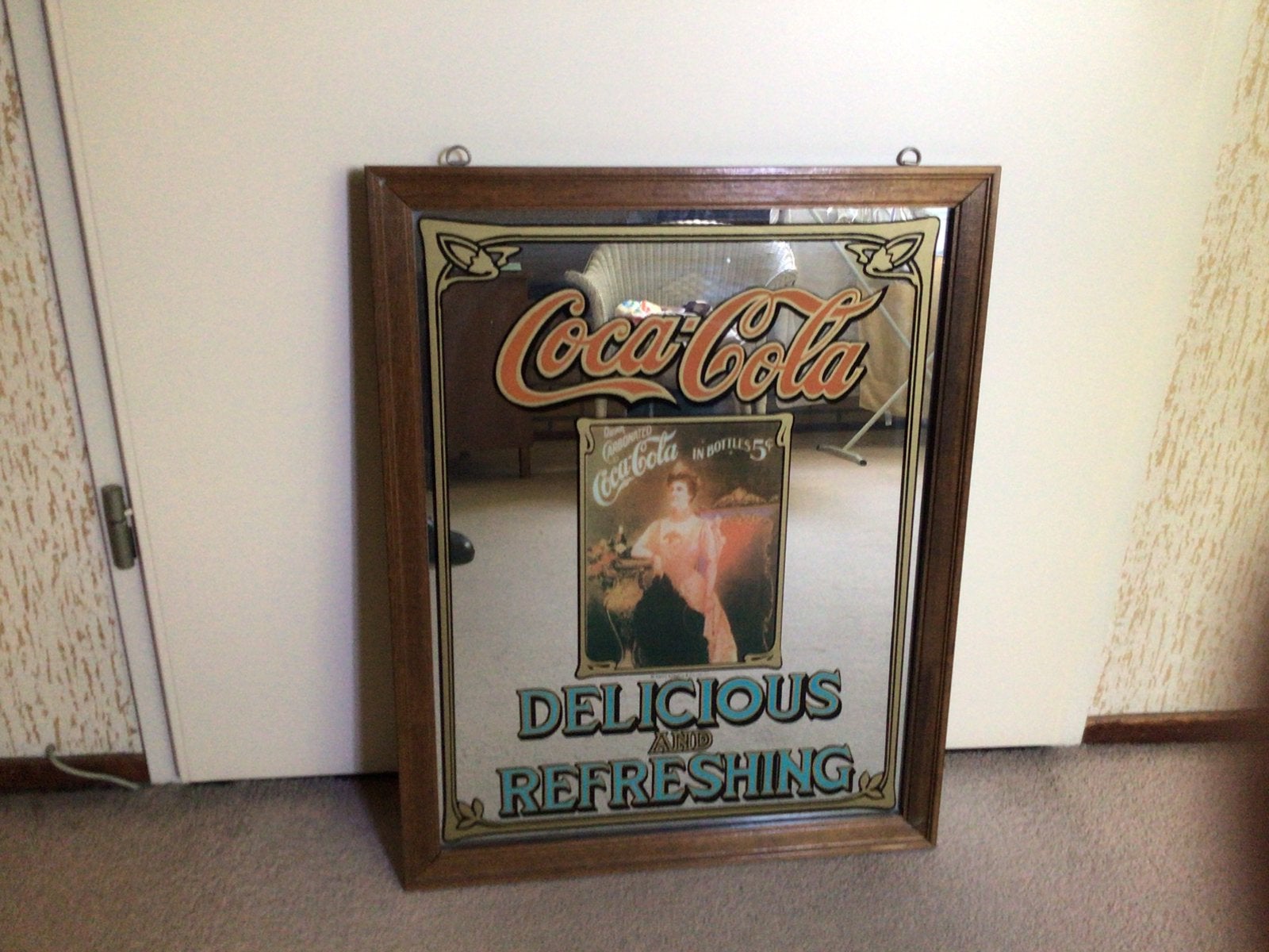 Coca cola spiegel lengte 60 cm breedte 47 cm, Ophalen, Rechthoekig, Minder dan 50 cm, Minder dan 100 cm