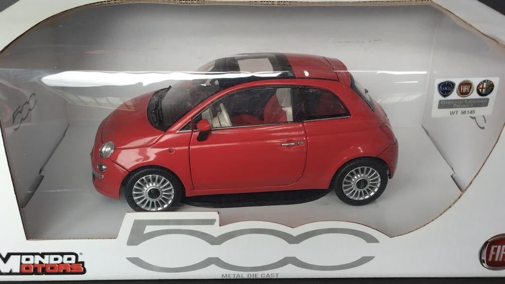 Fiat 500 2007 1:18 Mondo Motors Pol, Hobby en Vrije tijd, Modelauto's | 1:18, Overige merken, Auto, Mondo Motors, .