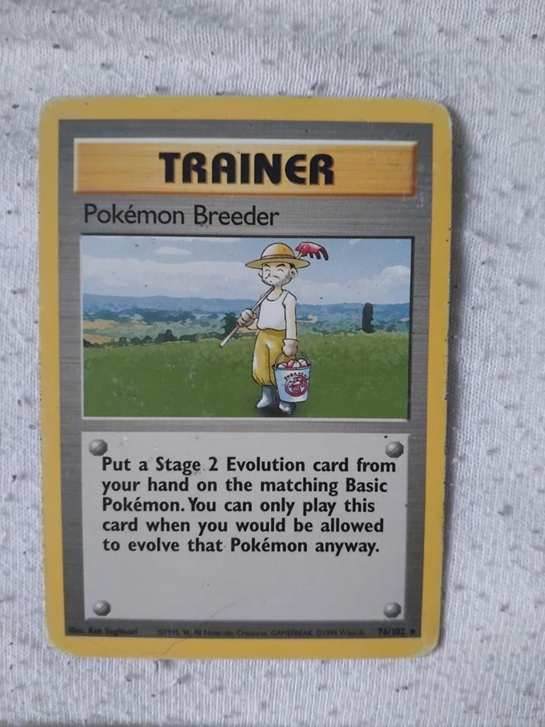 Pokémon Breeder Trainer Kaart - Base Set 76/102 engels, Ophalen of Verzenden, Gebruikt, Losse kaart