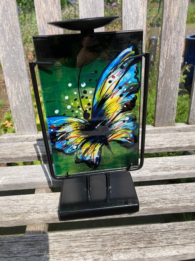 BUTTERFLY KANDELAAR GLAS NIEUW, Sampaguita, -, Zwart, Nieuw