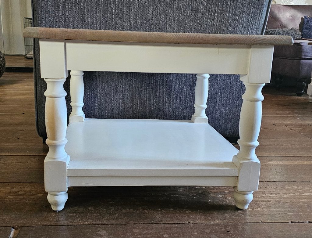 Salontafel (vierkant) 60 x 60 x 45 wit / blank hout, Ophalen, Gebruikt, 50 tot 100 cm, 50 tot 75 cm