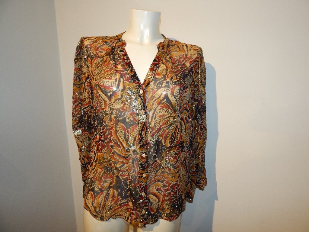 BA&SH mooie blouse gouden metal door de stof print M, Kleding | Dames, Blouses en Tunieken, Maat 38/40 (M), Zo goed als nieuw