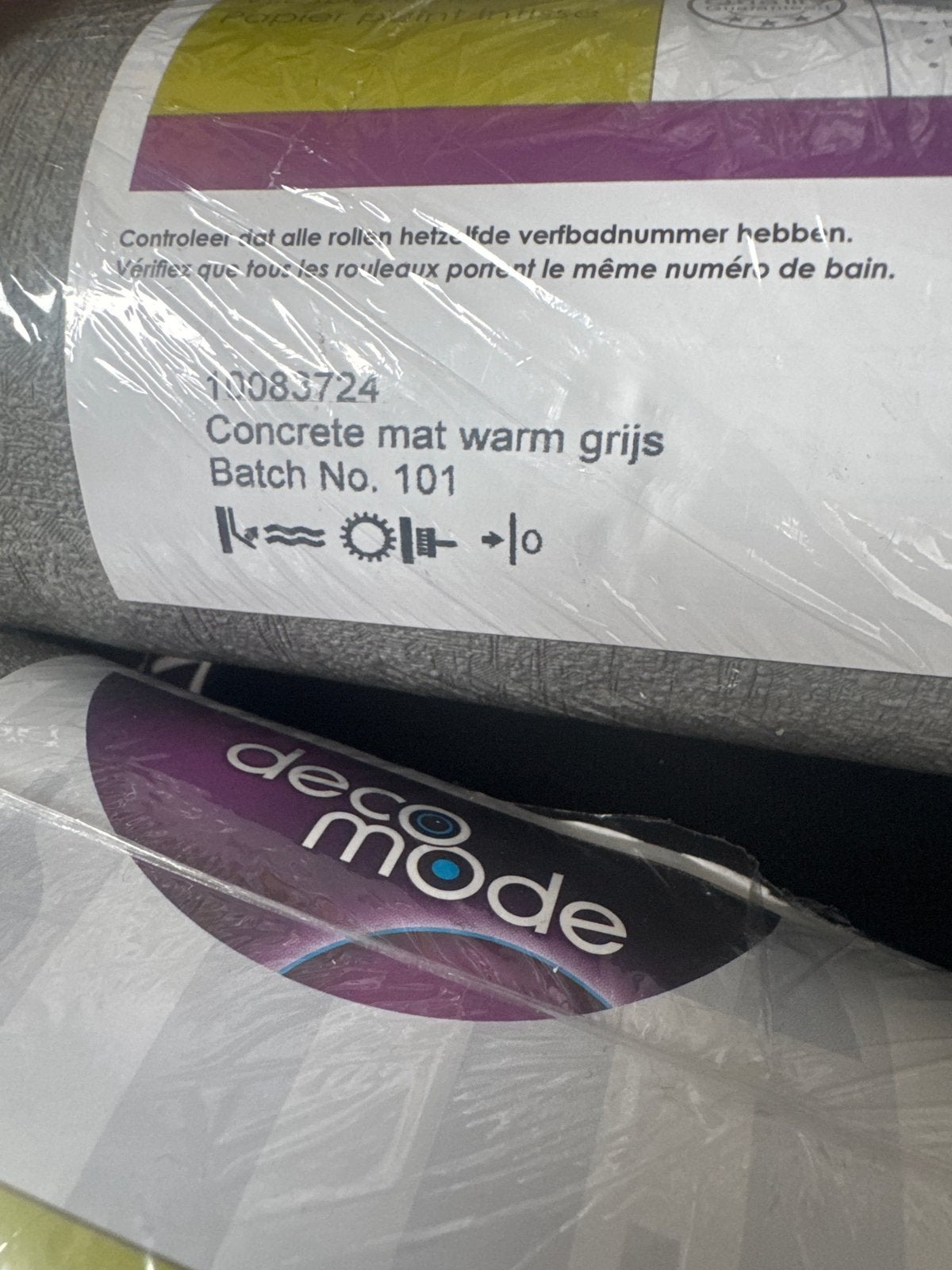 DecoMode 2 rollen behang – Concrete mat warm grijs, Huis en Inrichting, Stoffering | Behang, Grijs, 10 tot 25 m², Ophalen of Verzenden