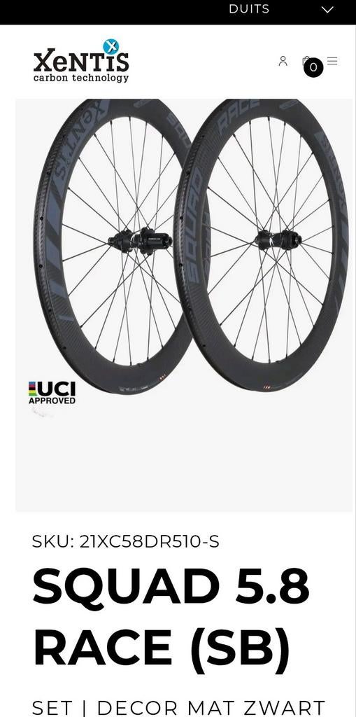 XeNTiS Squad 5.8 Race schijfremwielset matzwart, Fietsen en Brommers, Overige merken, Carbon, Ophalen of Verzenden, Zo goed als nieuw
