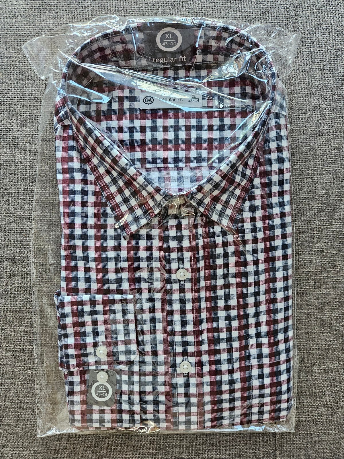 Nieuw C&A geruit overhemd, maat XL (43-44), regular fit, Kleding | Heren, Overhemden, Nieuw, Halswijdte 43/44 (XL), Rood, C&A