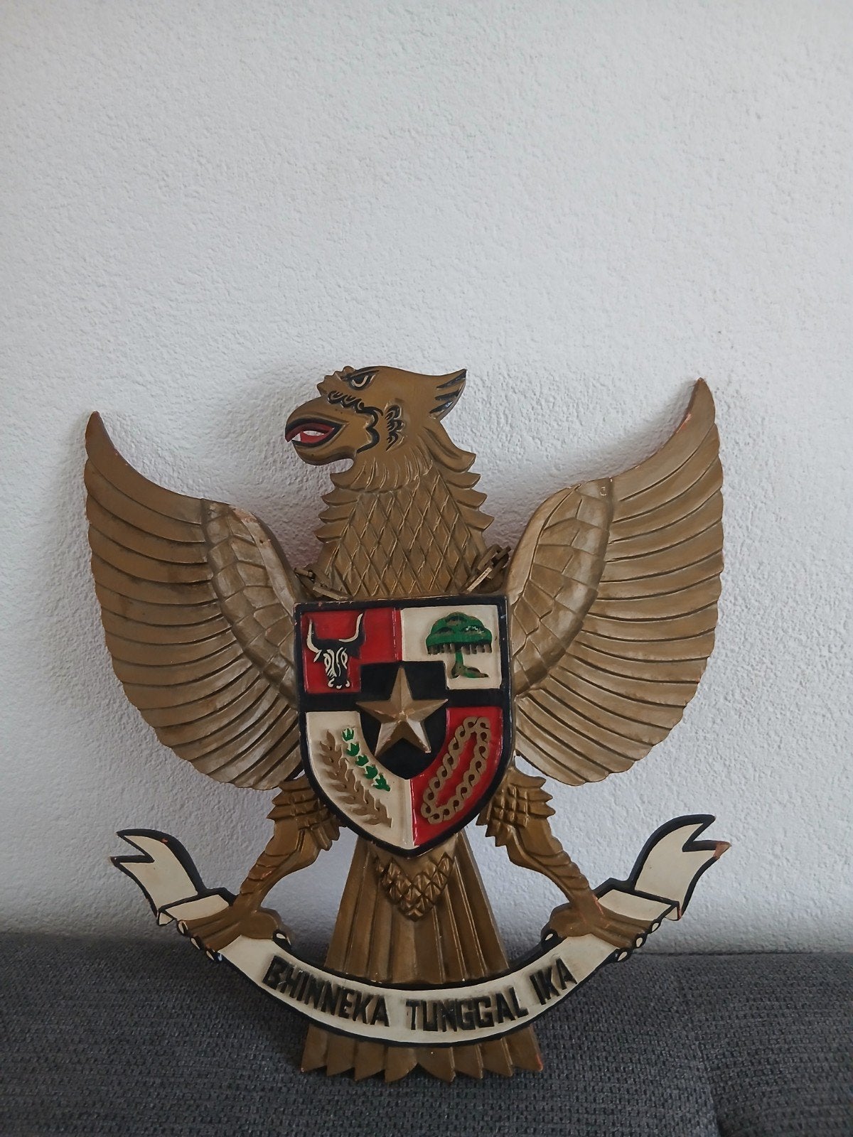 wapen van Indonesië houten muur beeld Garuda pancasila, Ophalen of Verzenden