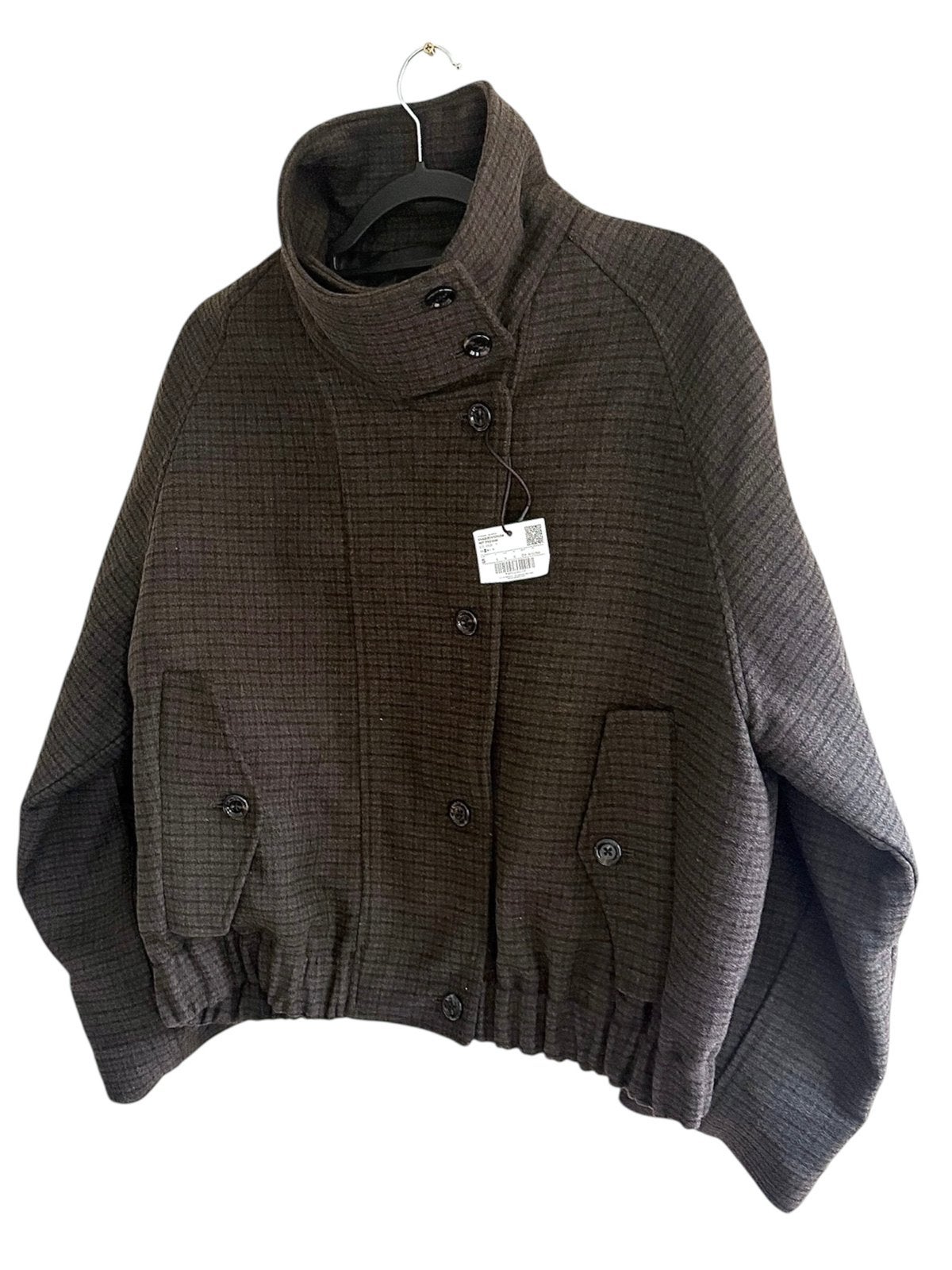 Bruin geruite jas met wol MANGO nieuw, Kleding | Dames, Ophalen of Verzenden, Nieuw, Maat 36 (S), Bruin
