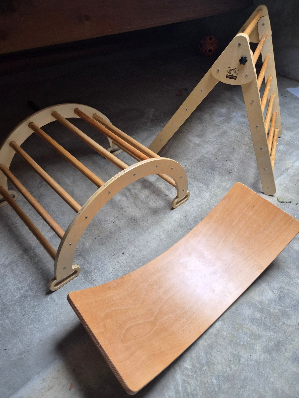 Houten Klimtoestel Set: Klimrek, Glijbaan & Klimplank, Kinderen en Baby's, Ophalen of Verzenden, Zo goed als nieuw, Klimwand, Aanbouwonderdeel