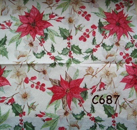 Servetten decoupage/bullet journal – kerstster C687, Verzenden, Nieuw