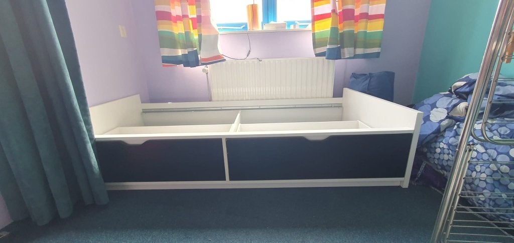 Eenpersoons ikea bed Flaxa, Gebruikt, 90 cm, Eenpersoons, Wit