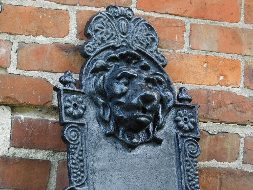 Wandfontein Leeuw - Zwart - 75 cm - Gietijzer, Fontein, Gietijzer, ., Ophalen of Verzenden