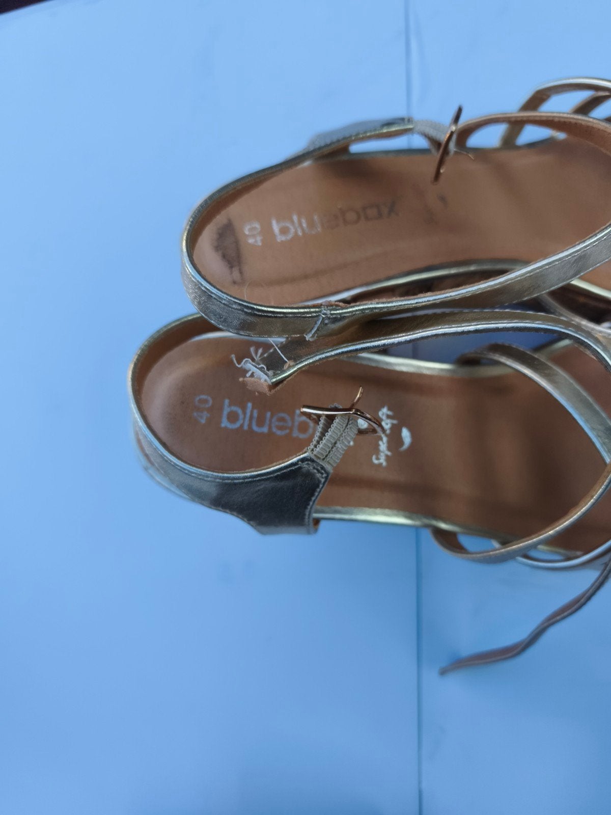 Gouden Blue Box Sandalen met Kurk Hak Maat 40, Blue Box, Overige kleuren, Gedragen, Sandalen of Muiltjes