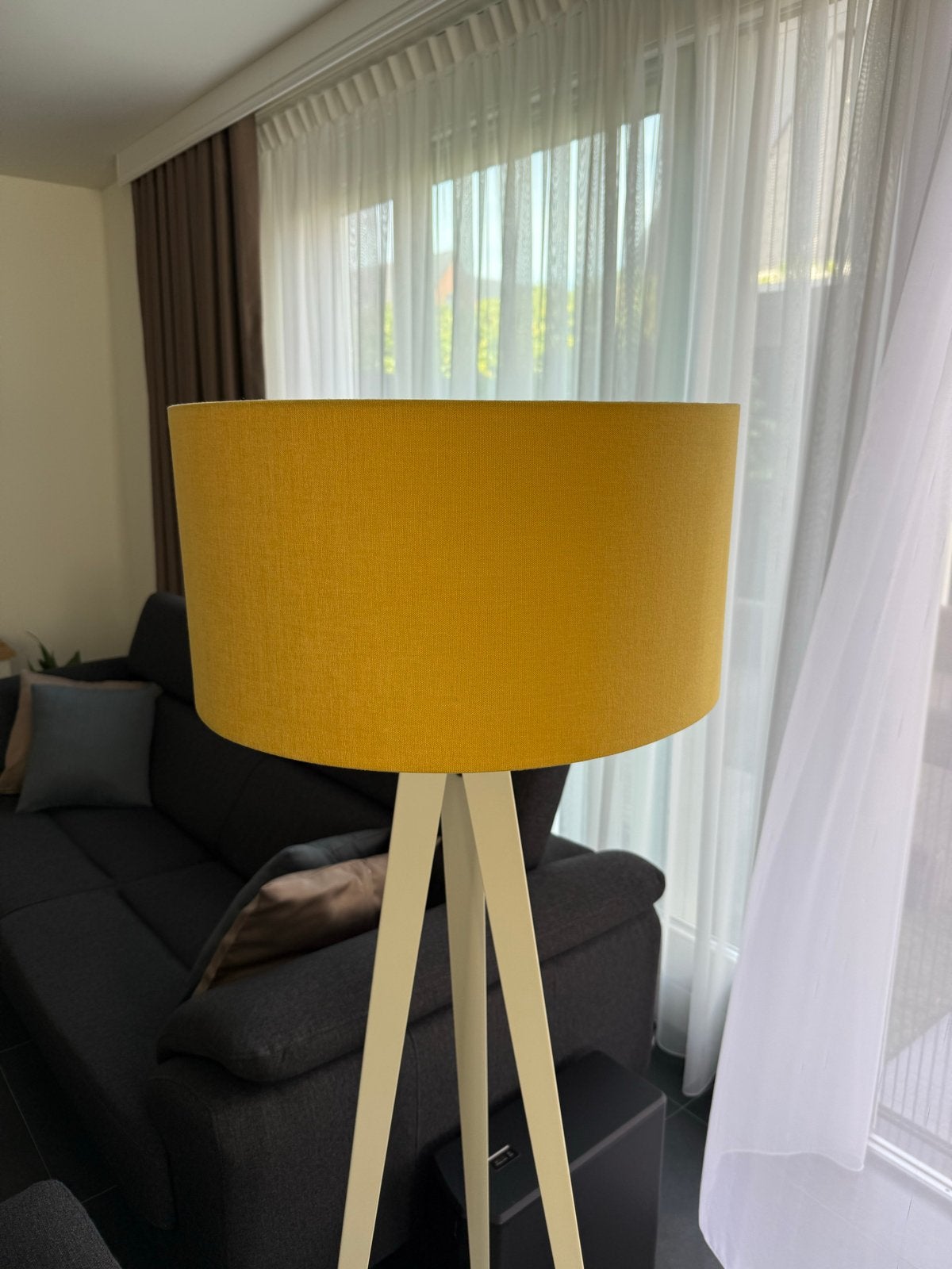 Gele Lamp kap afm. 50 cm bij 25 cm, Gebruikt, 150 tot 200 cm, Hout, E27 (groot)