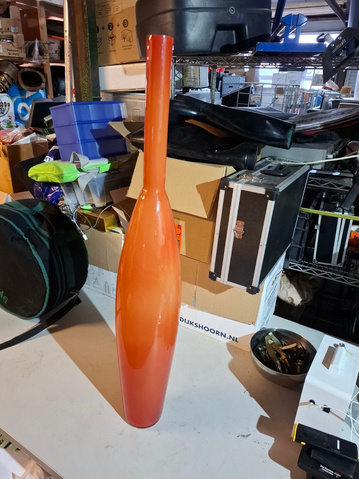 Grote oranje glazen vaas - 100 cm hoog, Ophalen