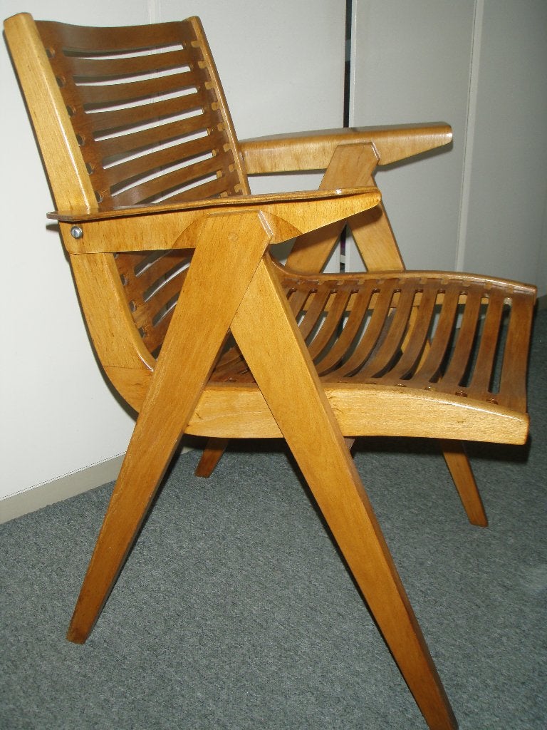 Vintage stoel Niko Kralj, Gebruikt, Bruin, Eén, Hout