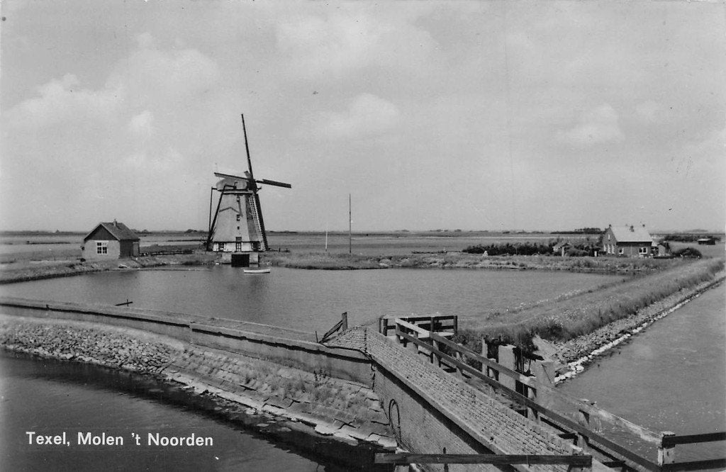 Texel - Molen 't Noorden (jaren '60), Ophalen of Verzenden, 1960 tot 1980, Ongelopen, Waddeneilanden