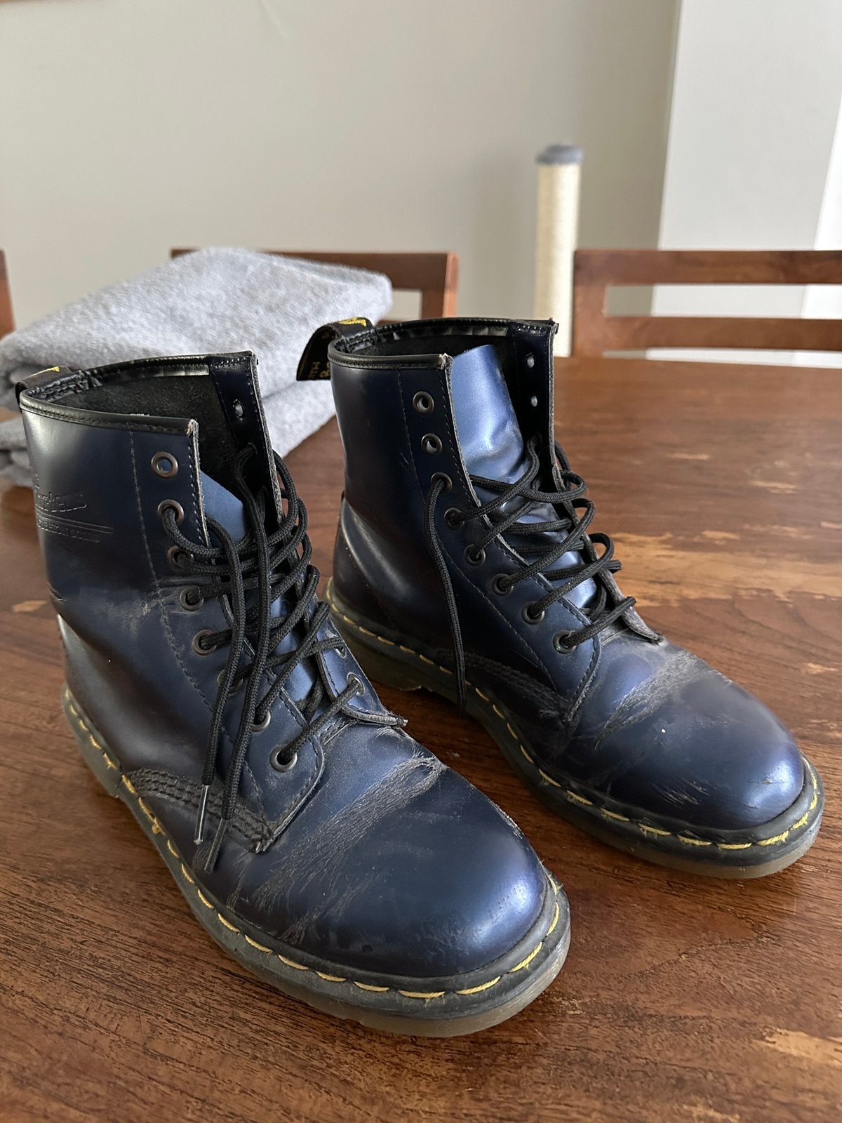 Dr Martens metallic blauw, Blauw, Overige typen, Ophalen of Verzenden, Gedragen