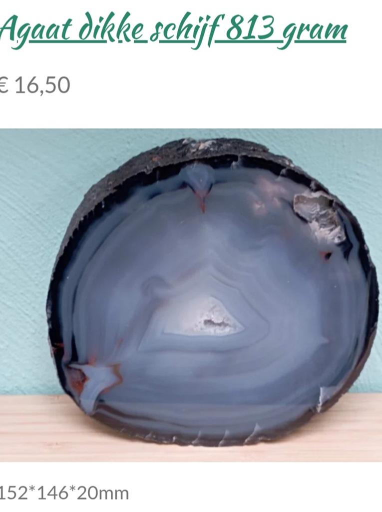Agaat dikke schijf 813 gram, Ophalen of Verzenden, Mineraal